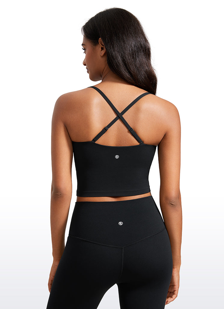 CRZ YOGA Butterluxe Sujetador Deportivo con Tirantes Finos para Mujer Negro