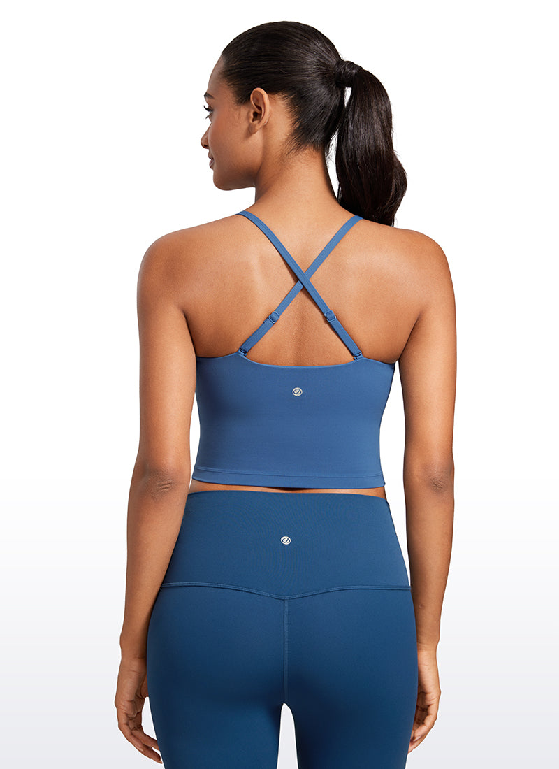 CRZ YOGA Butterluxe Sujetador Deportivo con Tirantes Finos para Mujer Azul Tono