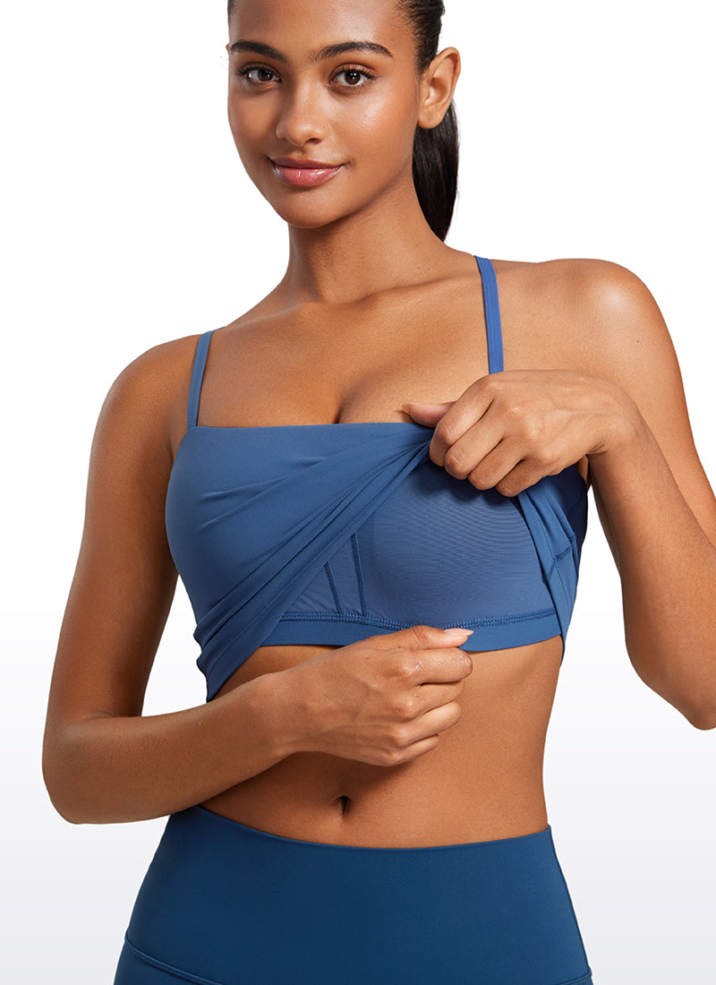 CRZ YOGA Butterluxe Sujetador Deportivo con Tirantes Finos para Mujer Azul Tono