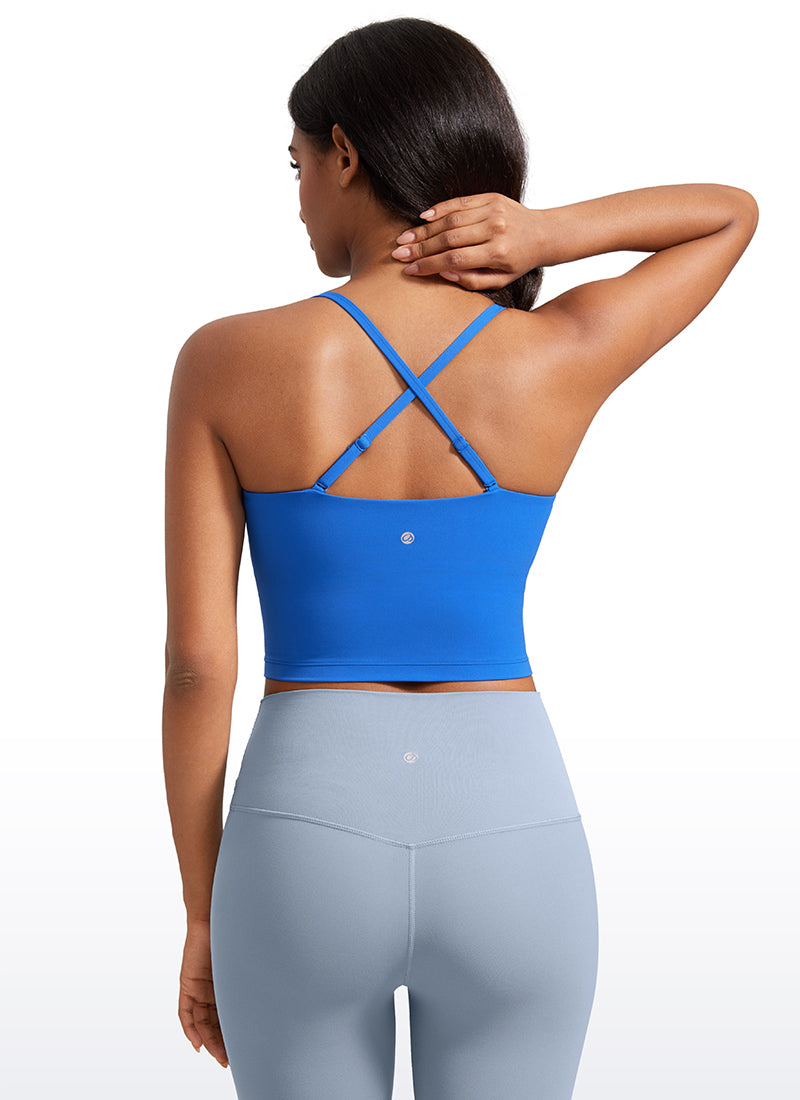 CRZ YOGA Butterluxe Sujetador Deportivo con Tirantes Finos para Mujer Azul Destello