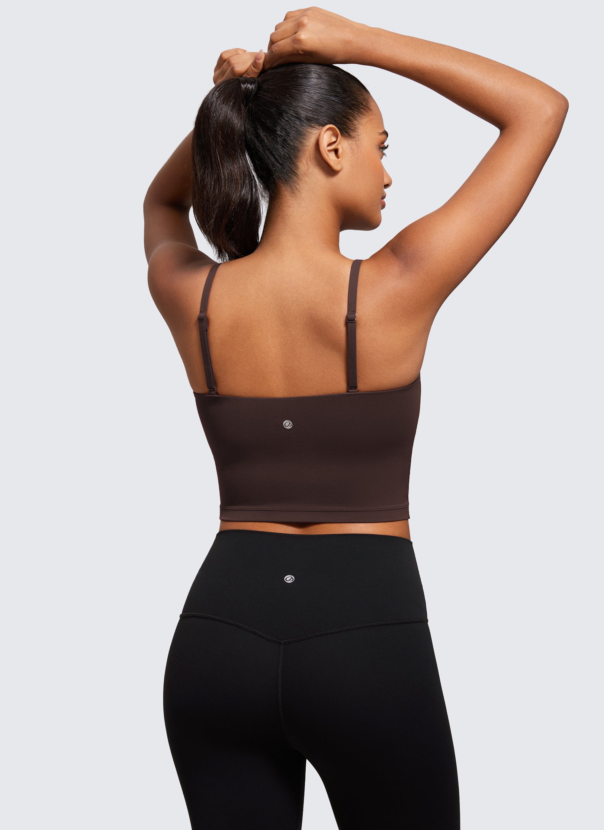 CRZ YOGA Butterluxe Sujetador Deportivo con Tirantes Finos para Mujer Marrón Fudge Caliente