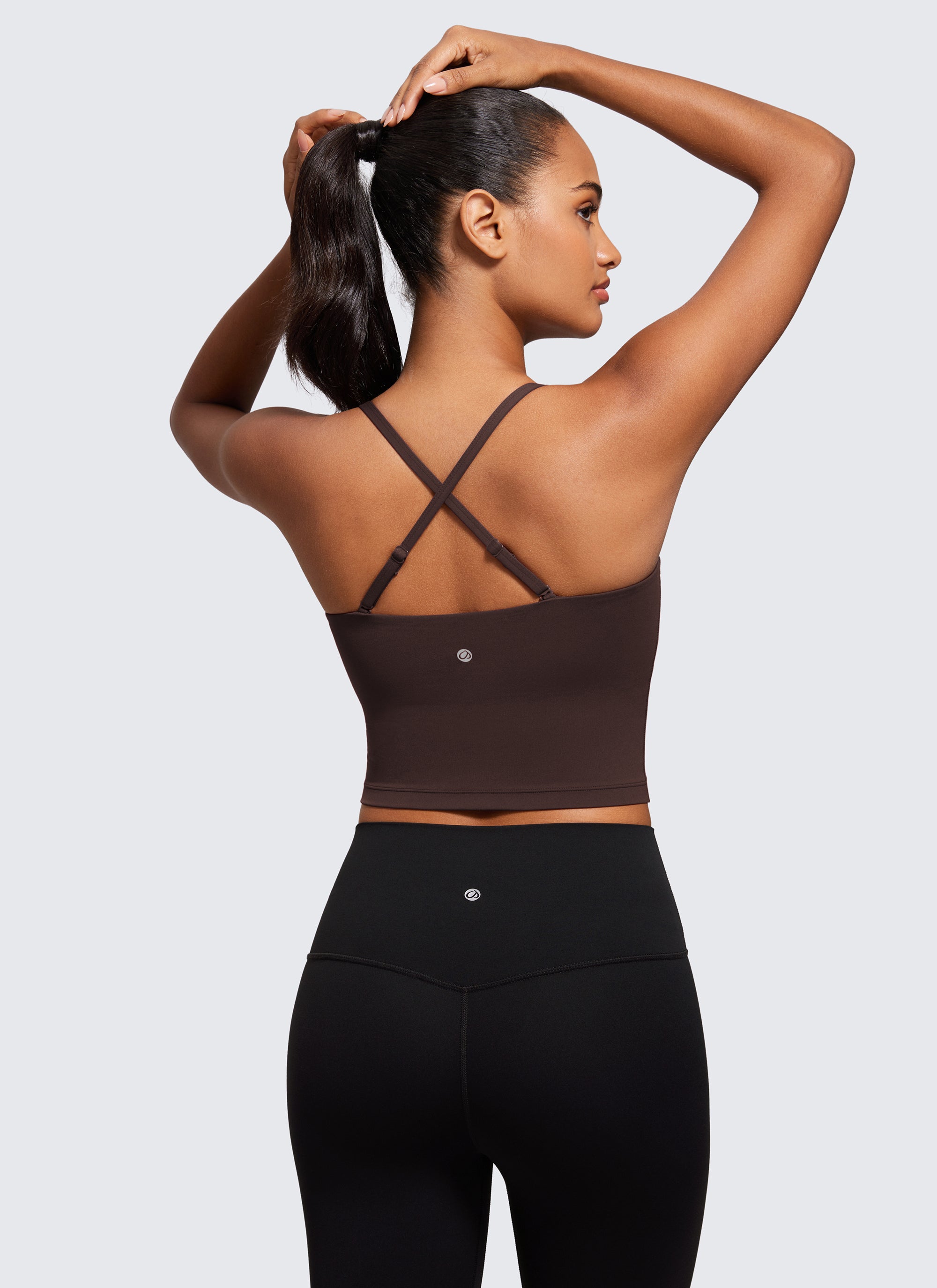 CRZ YOGA Butterluxe Sujetador Deportivo con Tirantes Finos para Mujer Marrón Fudge Caliente