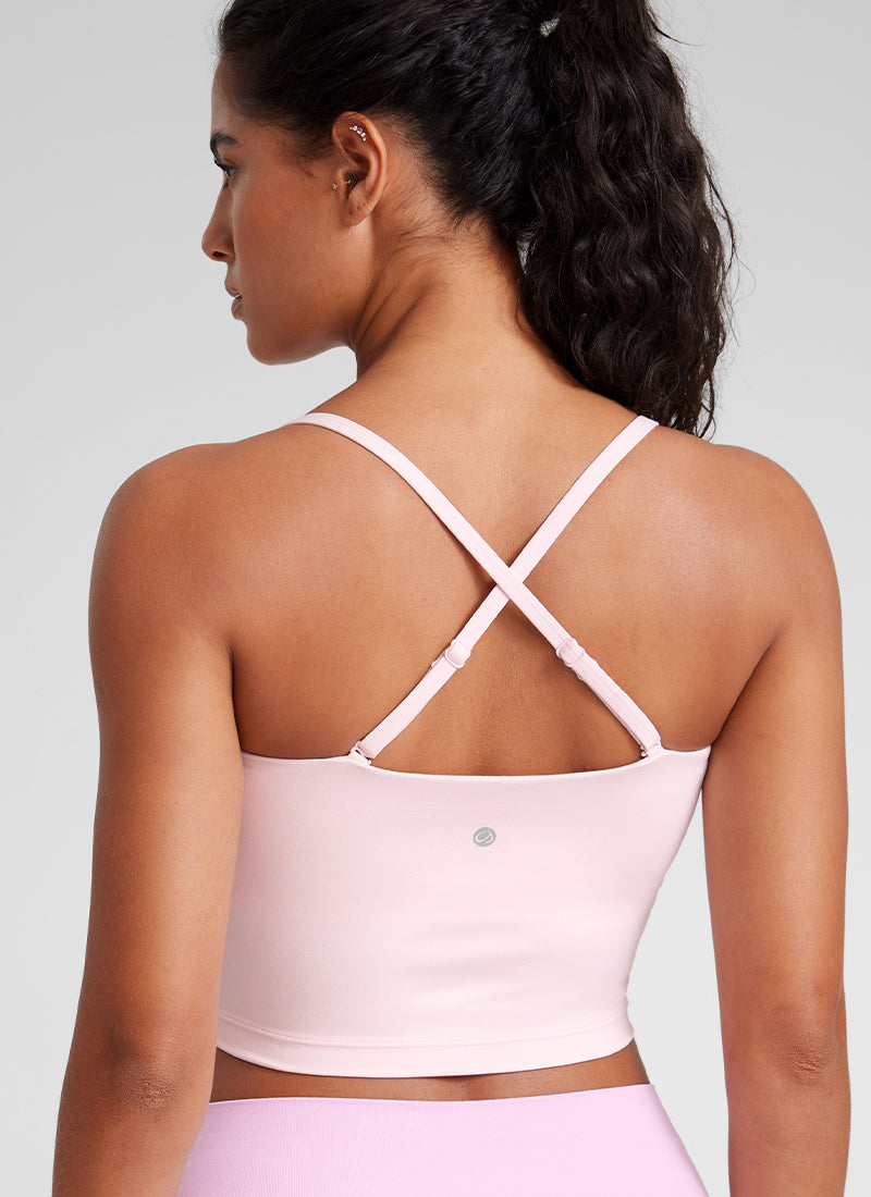 CRZ YOGA Butterluxe Sujetador Deportivo con Tirantes Finos para Mujer Rosa Fresa