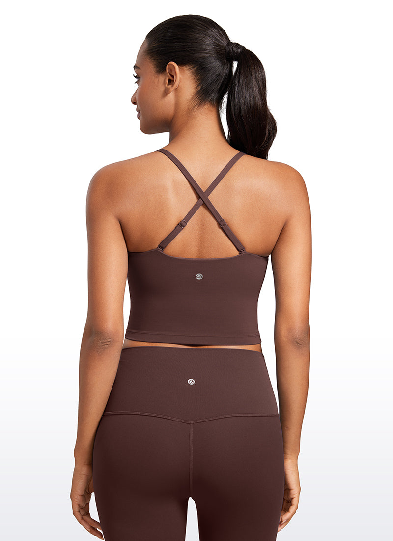 CRZ YOGA Butterluxe Sujetador Deportivo con Tirantes Finos para Mujer Gris pardo