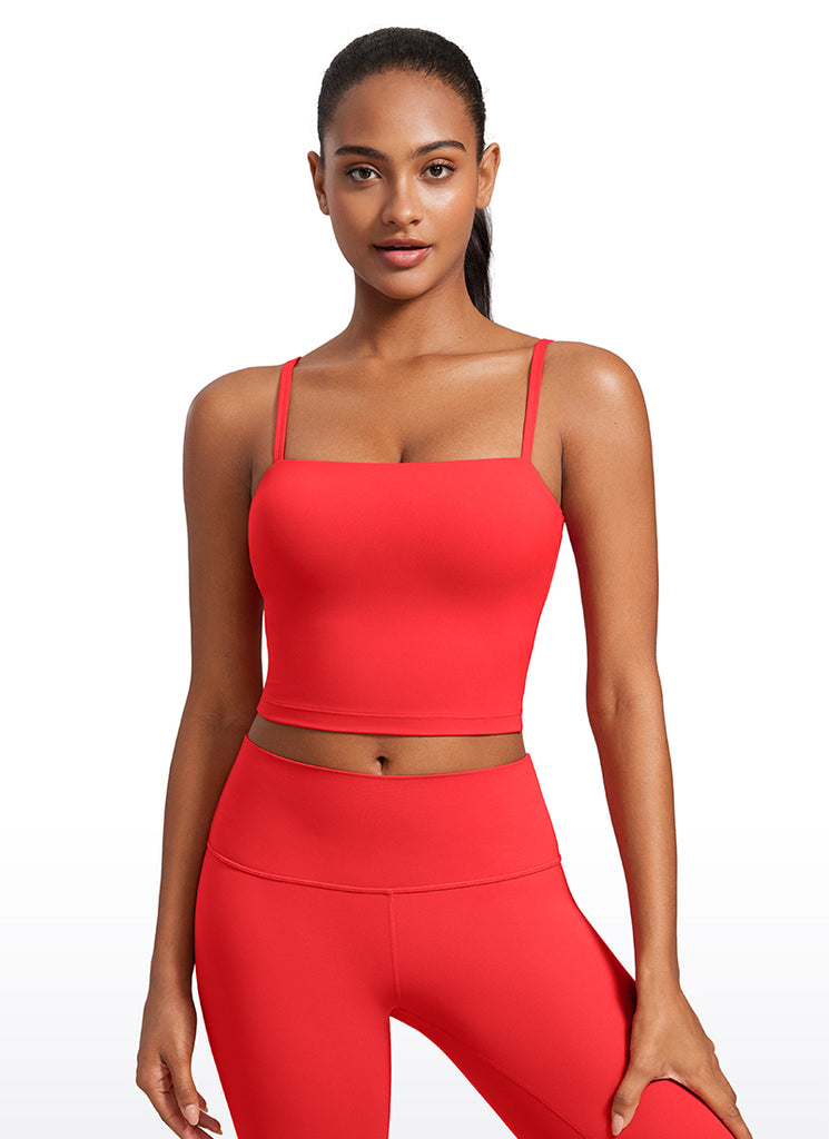 CRZ YOGA Butterluxe Sujetador Deportivo con Tirantes Finos para Mujer Rojo Profundo