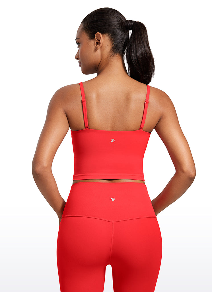 CRZ YOGA Butterluxe Sujetador Deportivo con Tirantes Finos para Mujer Rojo Profundo