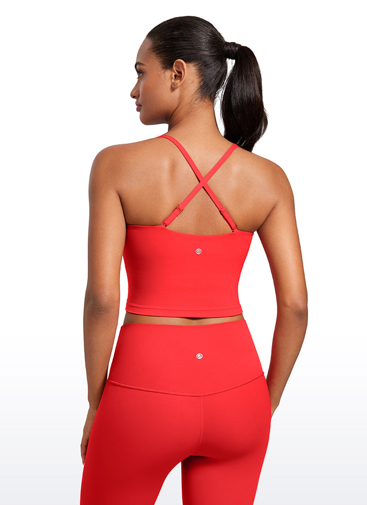 CRZ YOGA Butterluxe Sujetador Deportivo con Tirantes Finos para Mujer Rojo Profundo