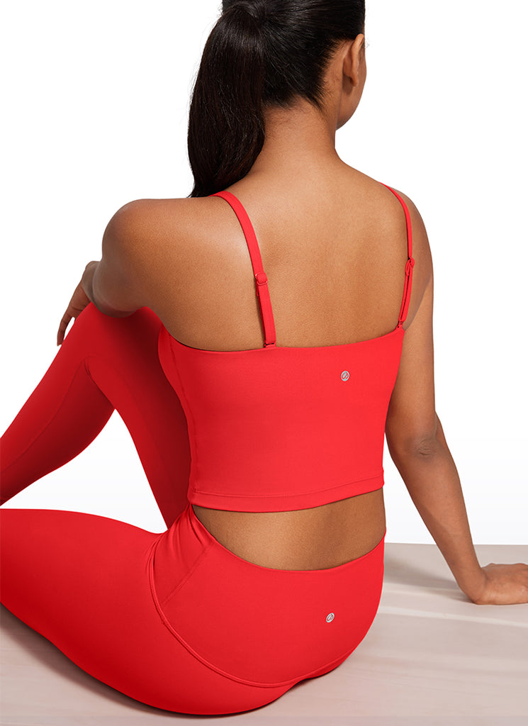CRZ YOGA Butterluxe Sujetador Deportivo con Tirantes Finos para Mujer Rojo Profundo