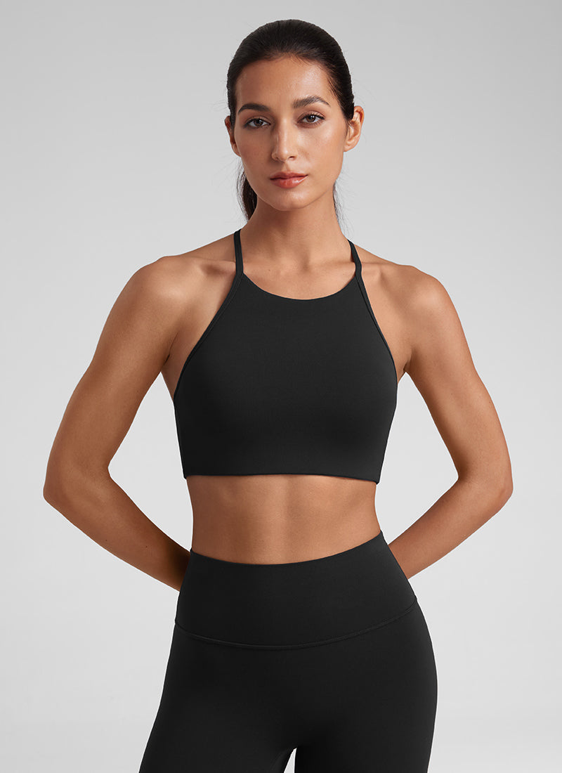CRZ YOGA Mujer Sujetador Butterluxe con Tirantes Delgados Negro