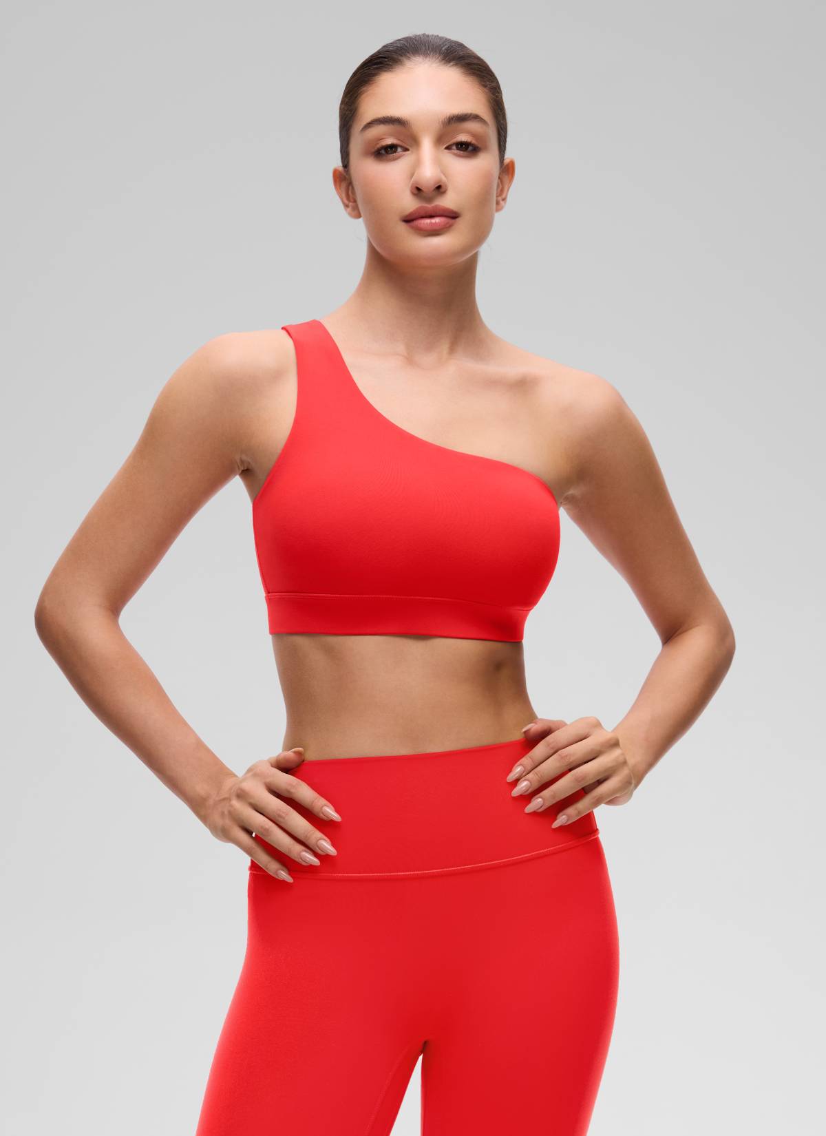 CRZ YOGA Butterluxe Sujetador Deportivo de un Hombro Rojo Profundo