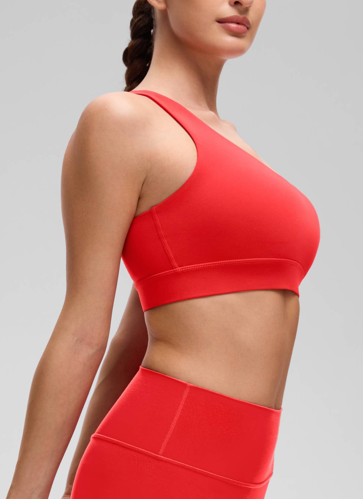 CRZ YOGA Butterluxe Sujetador Deportivo de un Hombro Rojo Profundo
