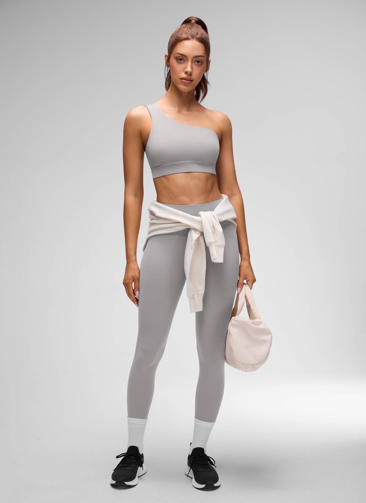 CRZ YOGA Butterluxe Sujetador Deportivo de un Hombro Gris Gaviota