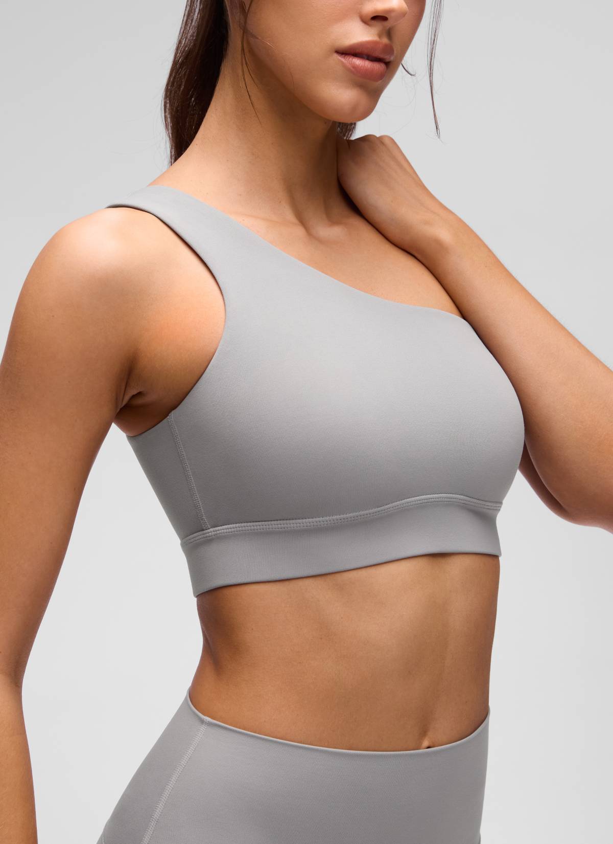CRZ YOGA Butterluxe Sujetador Deportivo de un Hombro Gris Gaviota