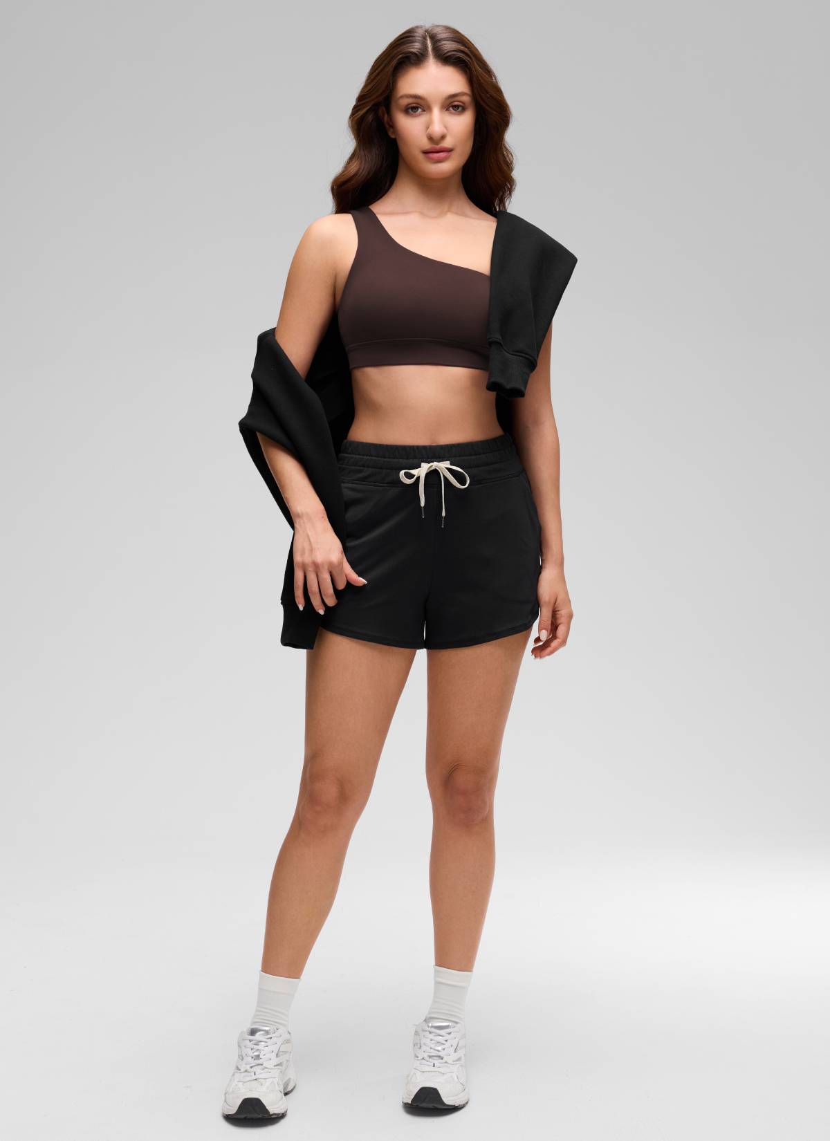 CRZ YOGA Butterluxe Sujetador Deportivo de un Hombro Marrón Fudge Caliente