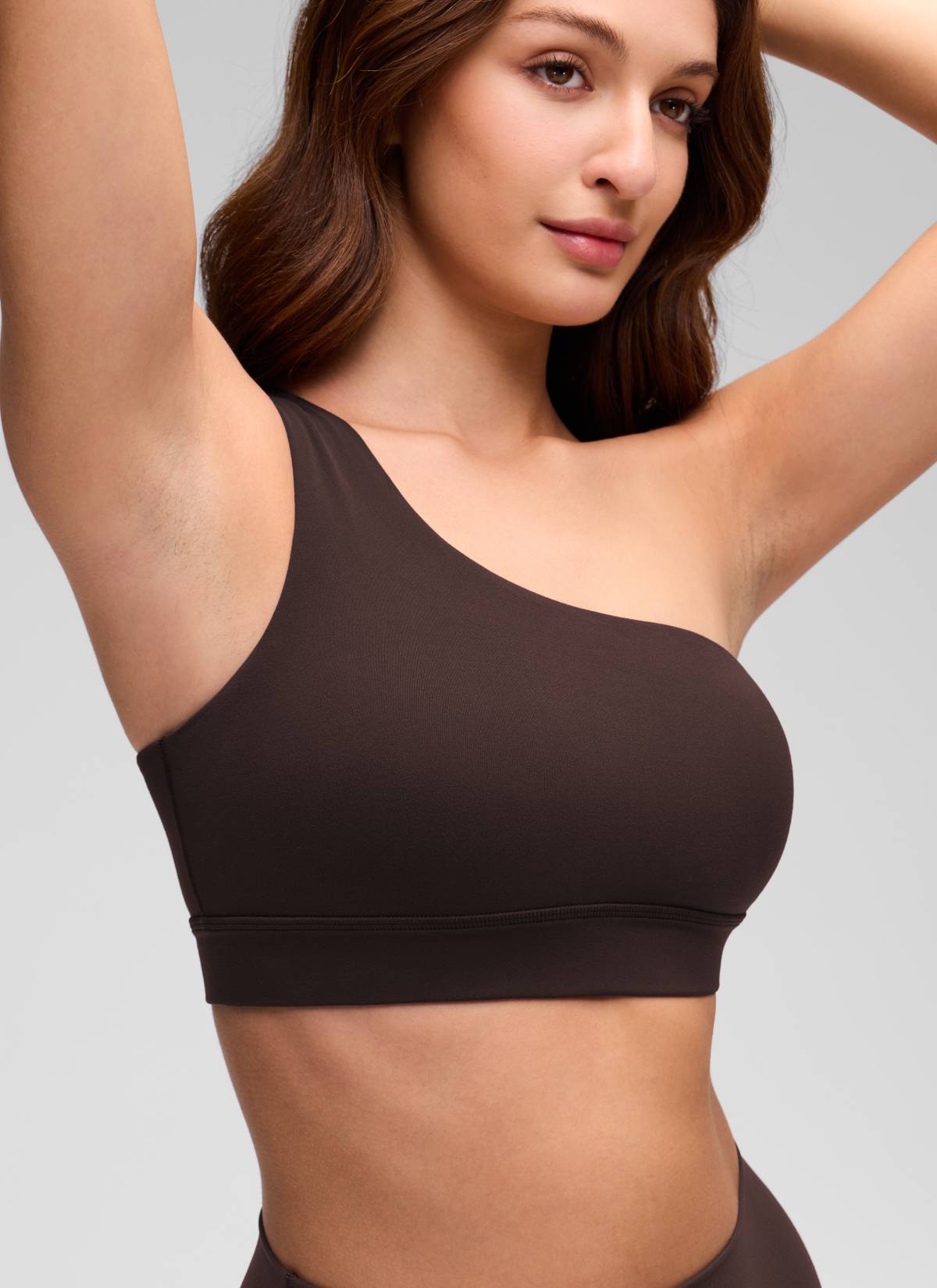 CRZ YOGA Butterluxe Sujetador Deportivo de un Hombro Marrón Fudge Caliente