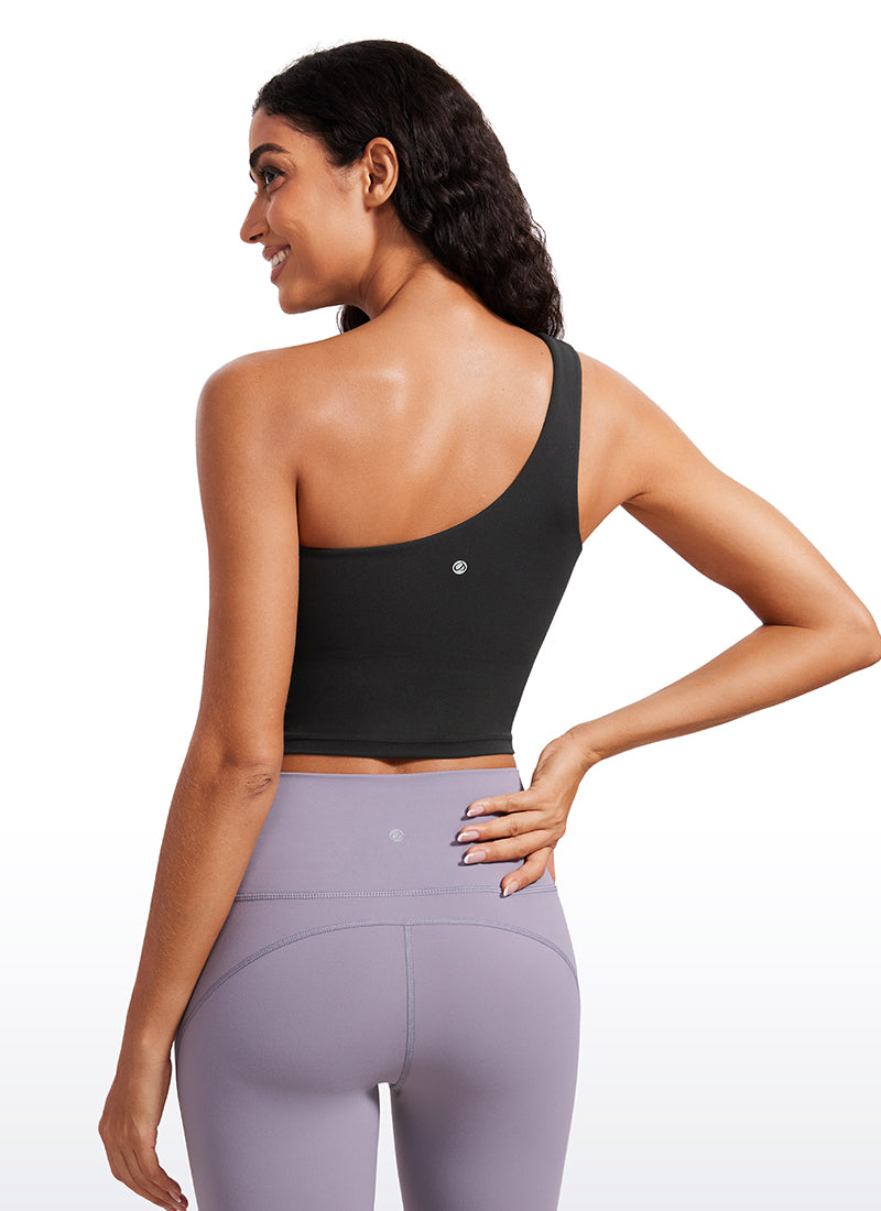 CRZ YOGA Butterluxe Sujetador Deportivo de Un Hombro Largo para Mujer Negro