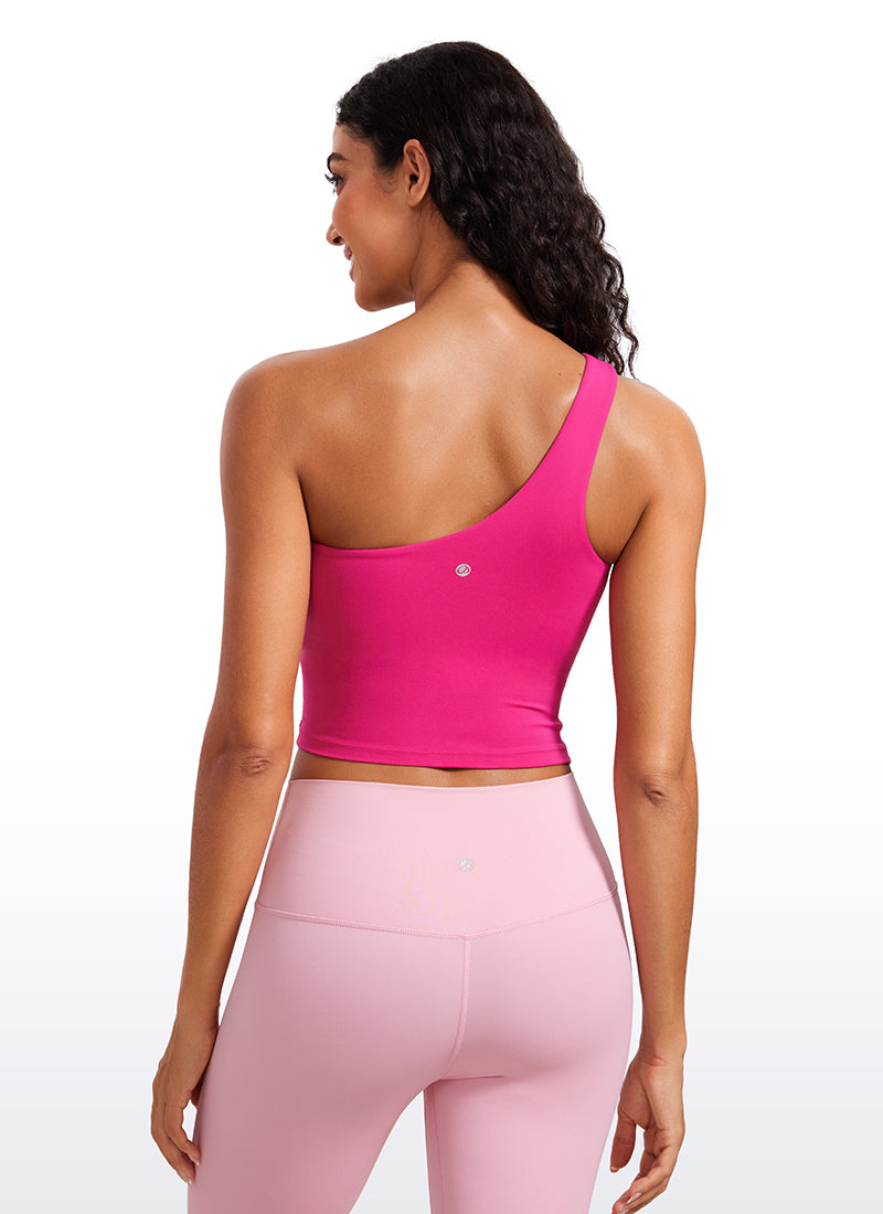 CRZ YOGA Butterluxe Sujetador Deportivo de Un Hombro Largo para Mujer Granito Rosa