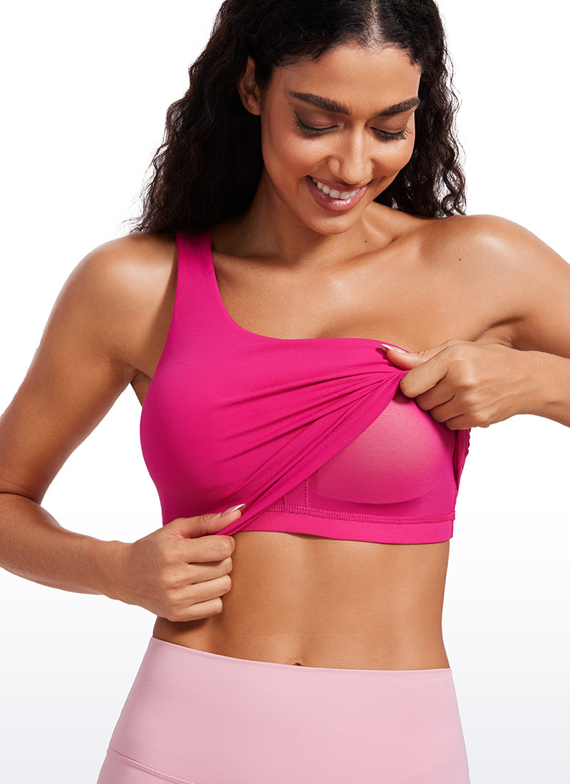 CRZ YOGA Butterluxe Sujetador Deportivo de Un Hombro Largo para Mujer Granito Rosa