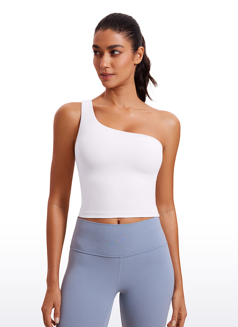 CRZ YOGA Butterluxe Sujetador Deportivo de Un Hombro Largo para Mujer blanco