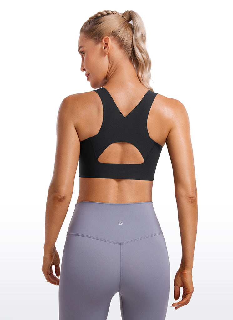 CRZ YOGA Flex Sculpt Sujetador Deportivo de Espalda de Escultura y Cuello U para Mujer Negro