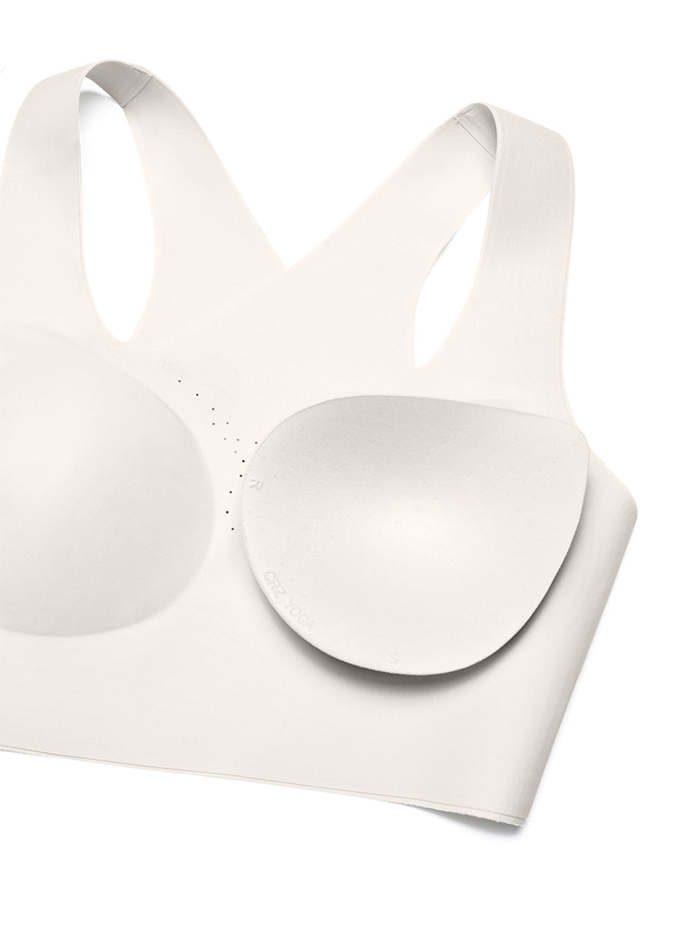 CRZ YOGA Flex Sculpt Sujetador Deportivo de Espalda de Escultura y Cuello U para Mujer Blanca Lechosa