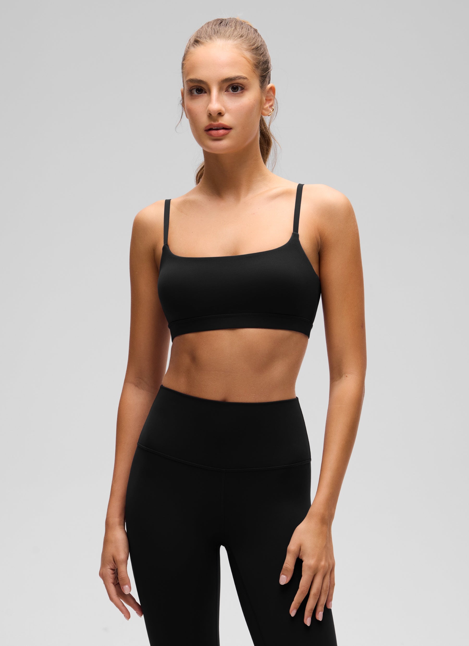 CRZ YOGA Butterluxe Sujetador con Tirantes Spaguetti Ajustables Negro