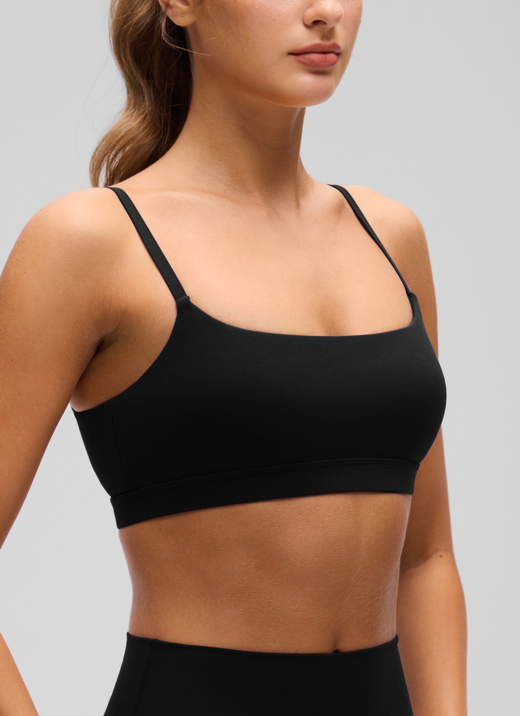 CRZ YOGA Butterluxe Sujetador con Tirantes Spaguetti Ajustables Negro