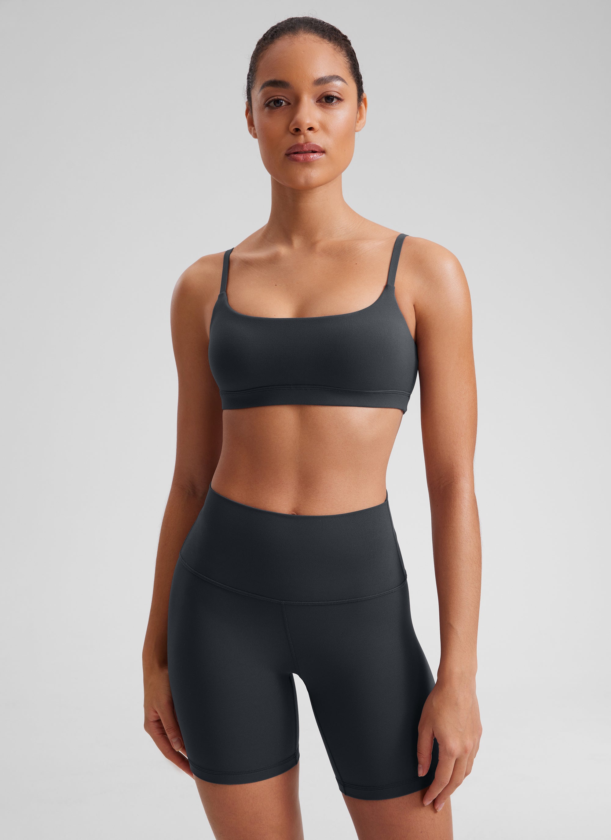 CRZ YOGA Butterluxe Sujetador con Tirantes Spaguetti Ajustables Negro