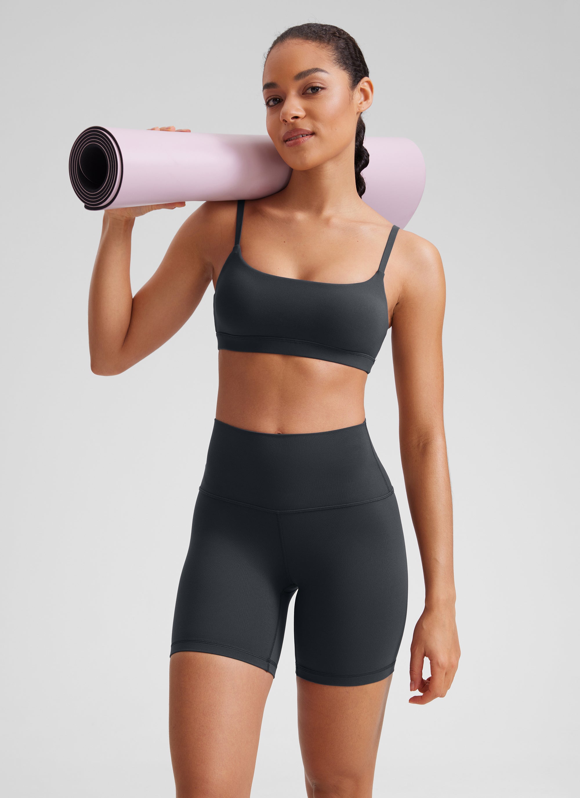 CRZ YOGA Butterluxe Sujetador con Tirantes Spaguetti Ajustables Melanita