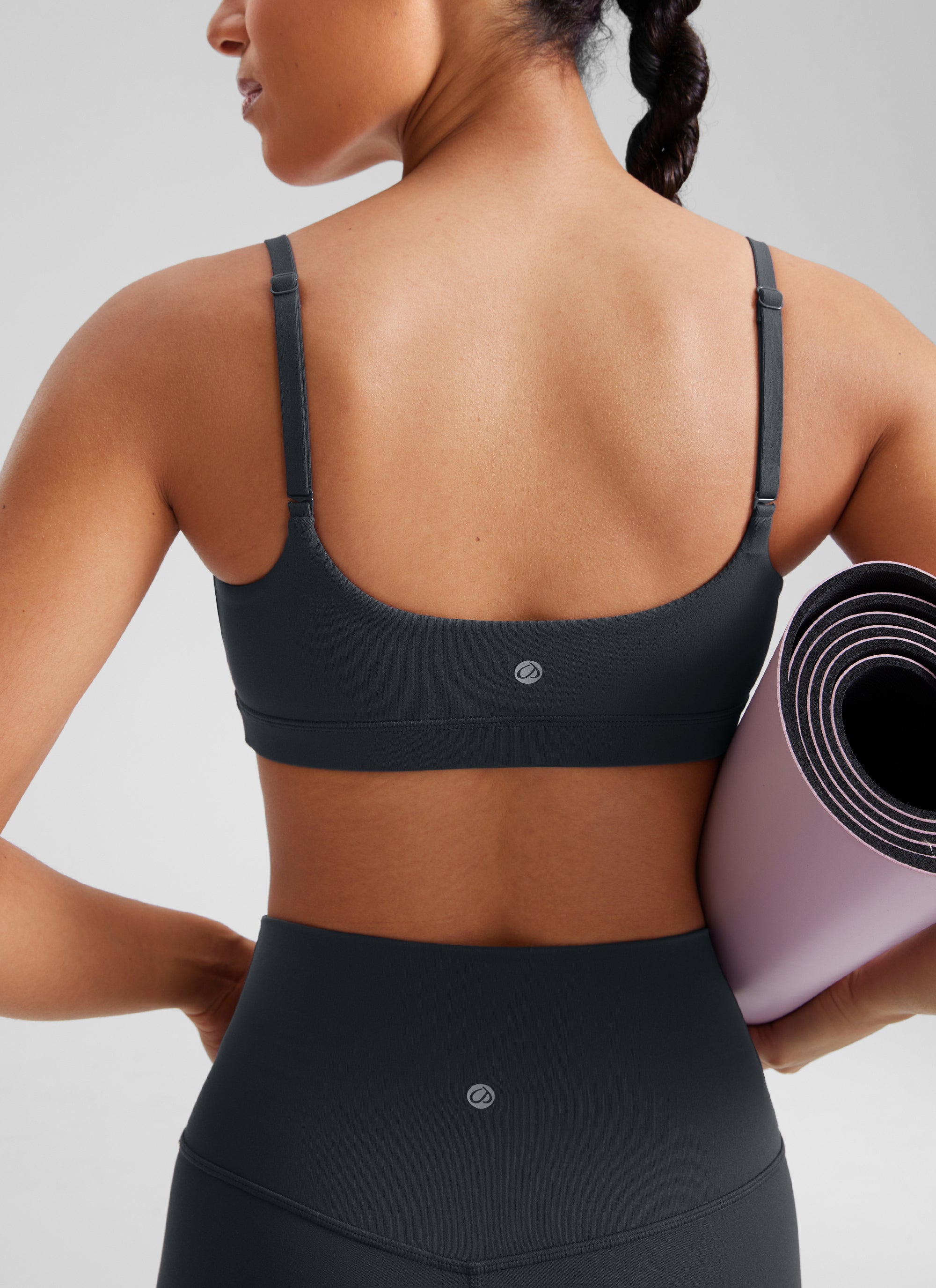 CRZ YOGA Butterluxe Sujetador con Tirantes Spaguetti Ajustables Melanita