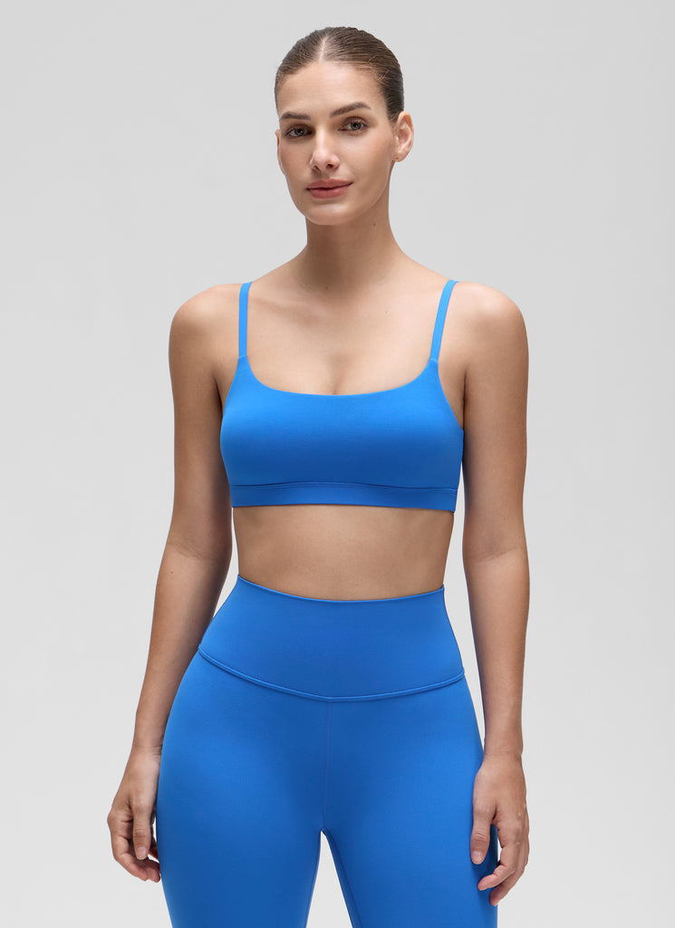 CRZ YOGA Butterluxe Sujetador con Tirantes Spaguetti Ajustables Azul Destello