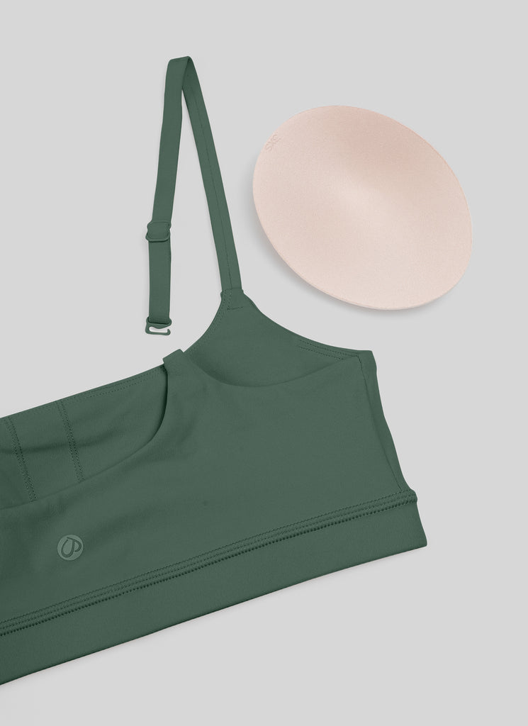 CRZ YOGA Butterluxe Sujetador con Tirantes Spaguetti Ajustables Verde Bosque Oscuro