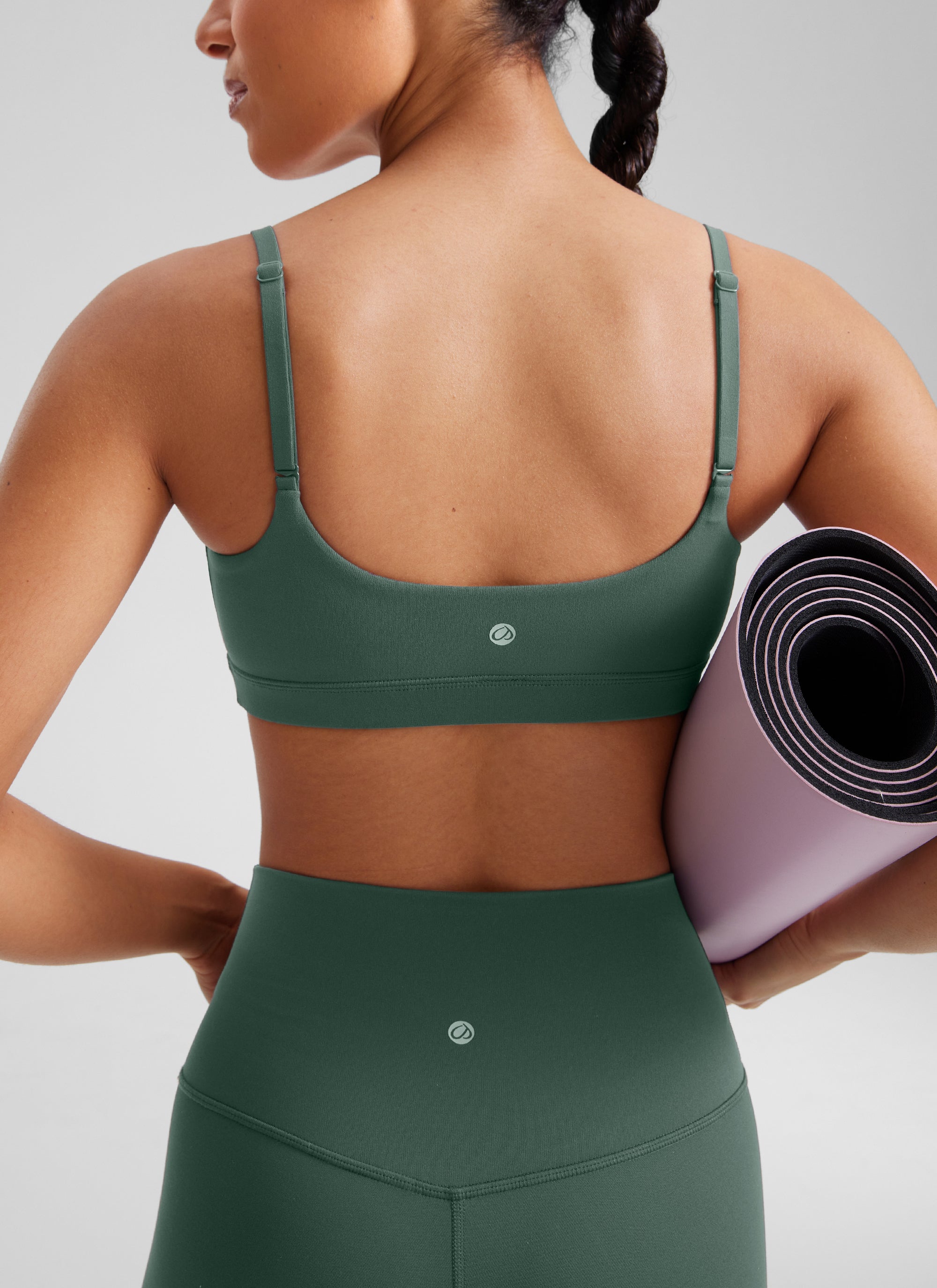 CRZ YOGA Butterluxe Sujetador con Tirantes Spaguetti Ajustables Verde Bosque Oscuro