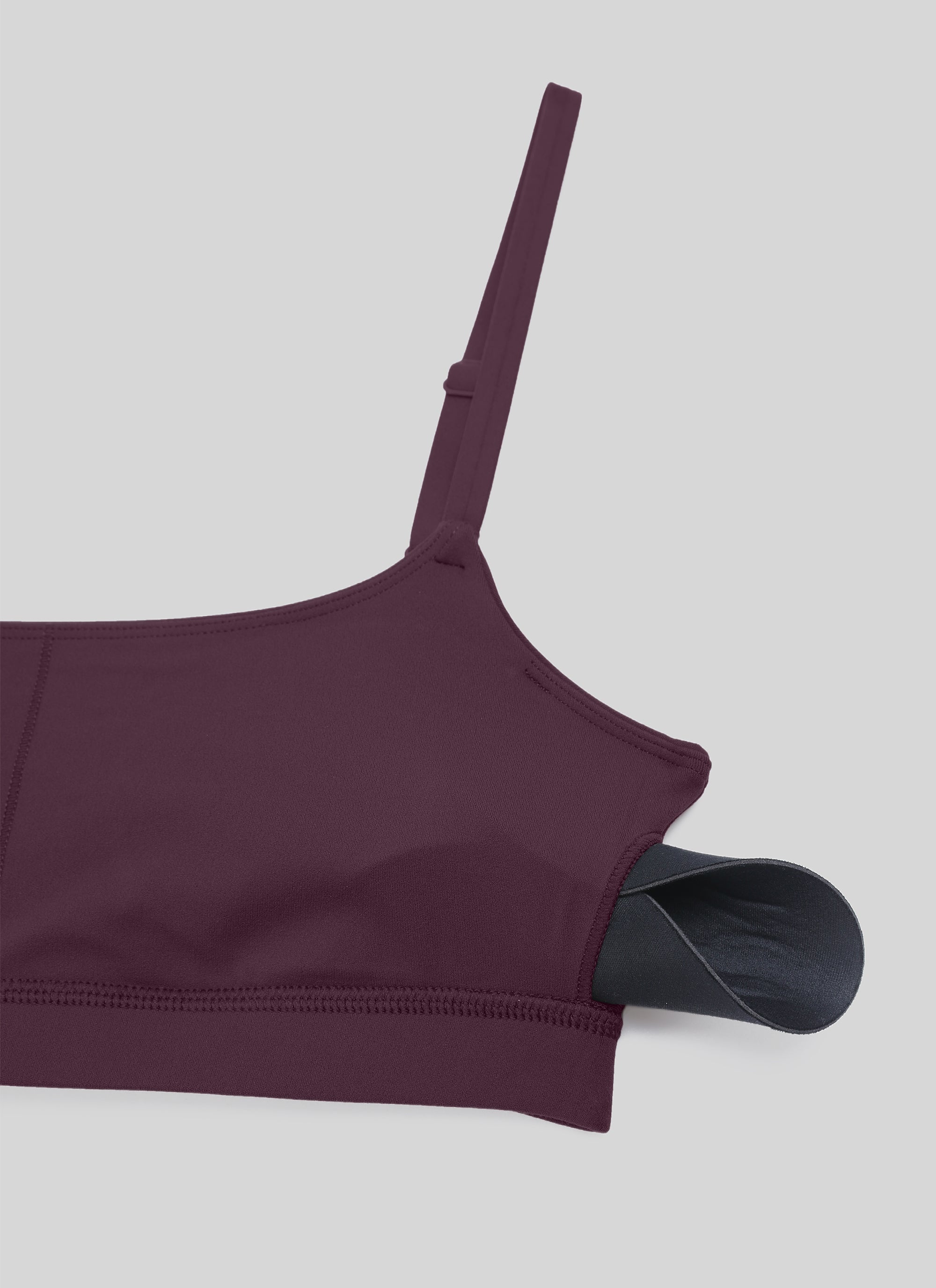 CRZ YOGA Butterluxe Sujetador con Tirantes Spaguetti Ajustables Deep Purple