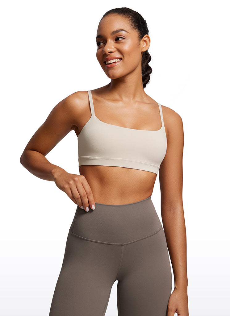 CRZ YOGA Butterluxe Sujetador con Tirantes Spaguetti Ajustables Azul Destello