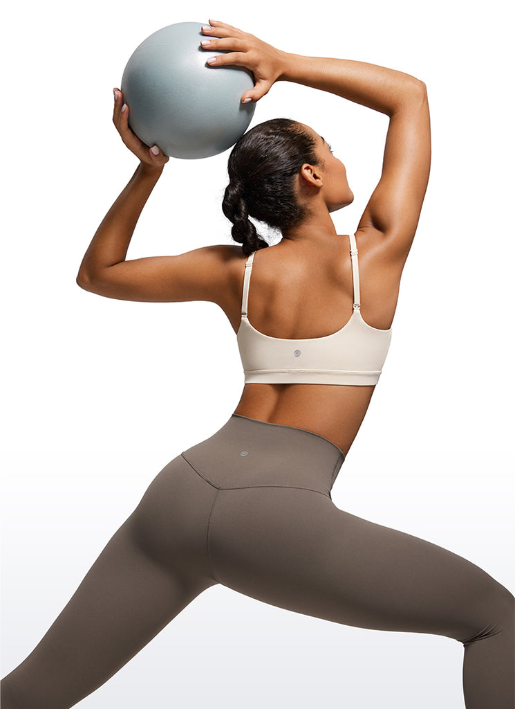 CRZ YOGA Butterluxe Sujetador con Tirantes Spaguetti Ajustables Bronceado Mojave