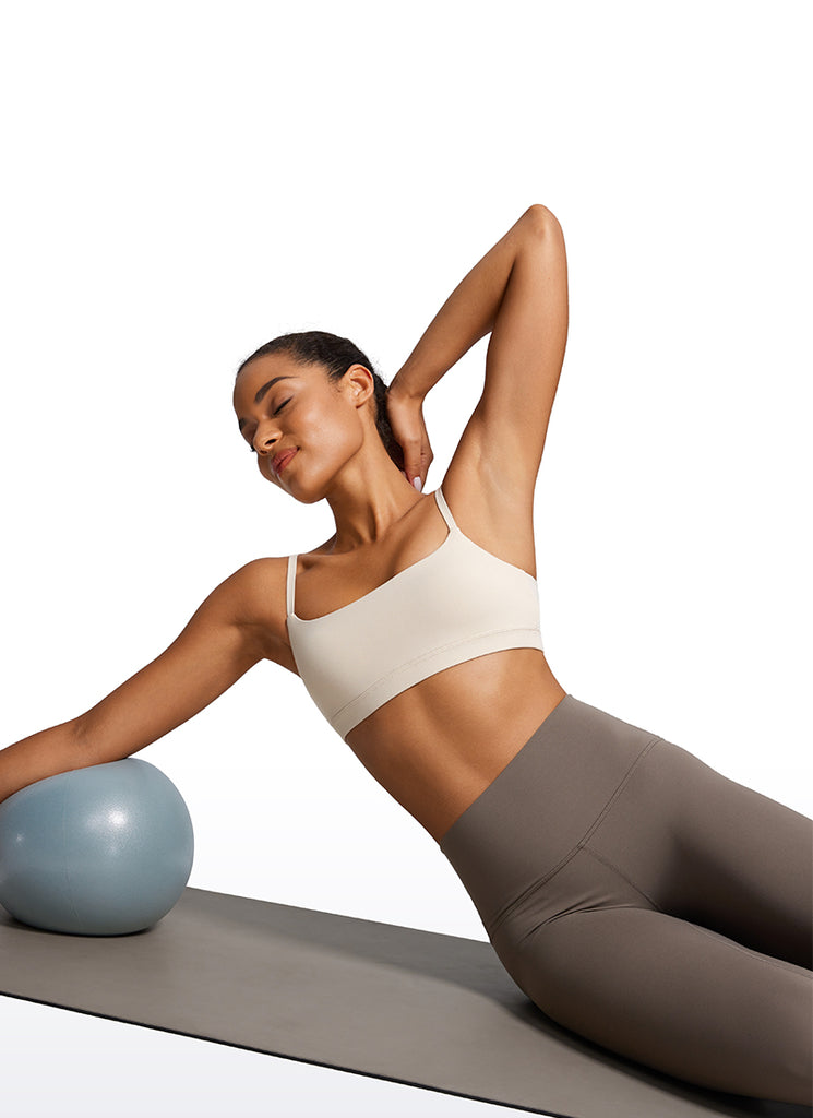 CRZ YOGA Butterluxe Sujetador con Tirantes Spaguetti Ajustables Bronceado Mojave