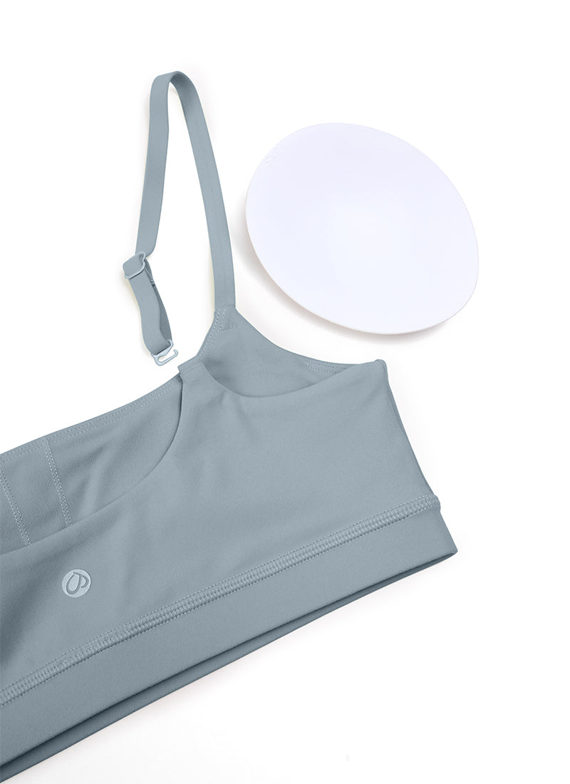 CRZ YOGA Butterluxe Sujetador con Tirantes Spaguetti Ajustables Azul Belga
