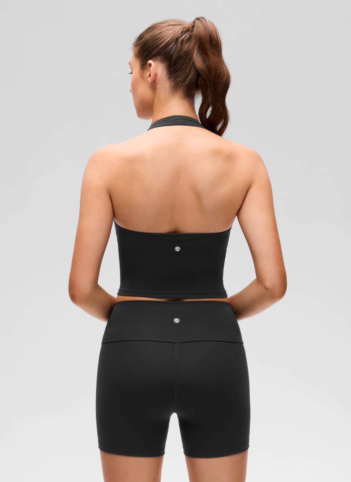 CRZ YOGA Camisetas sin Mangas con Cuello Halter y Tirantes Finos Negro