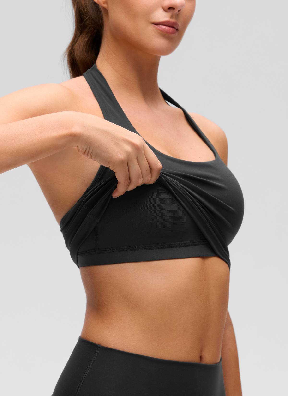 CRZ YOGA Camisetas sin Mangas con Cuello Halter y Tirantes Finos Negro