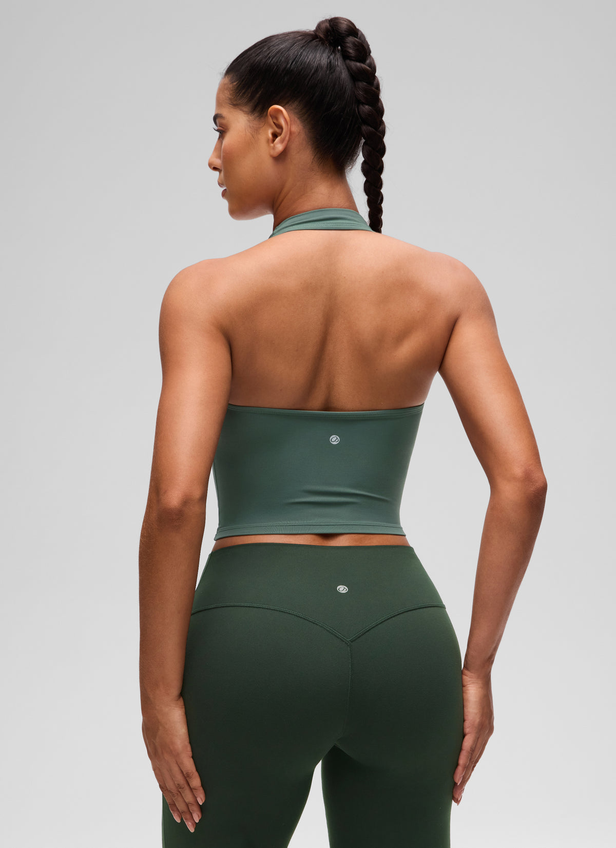 CRZ YOGA Camisetas sin Mangas con Cuello Halter y Tirantes Finos Verde Bosque Oscuro @model_info:C