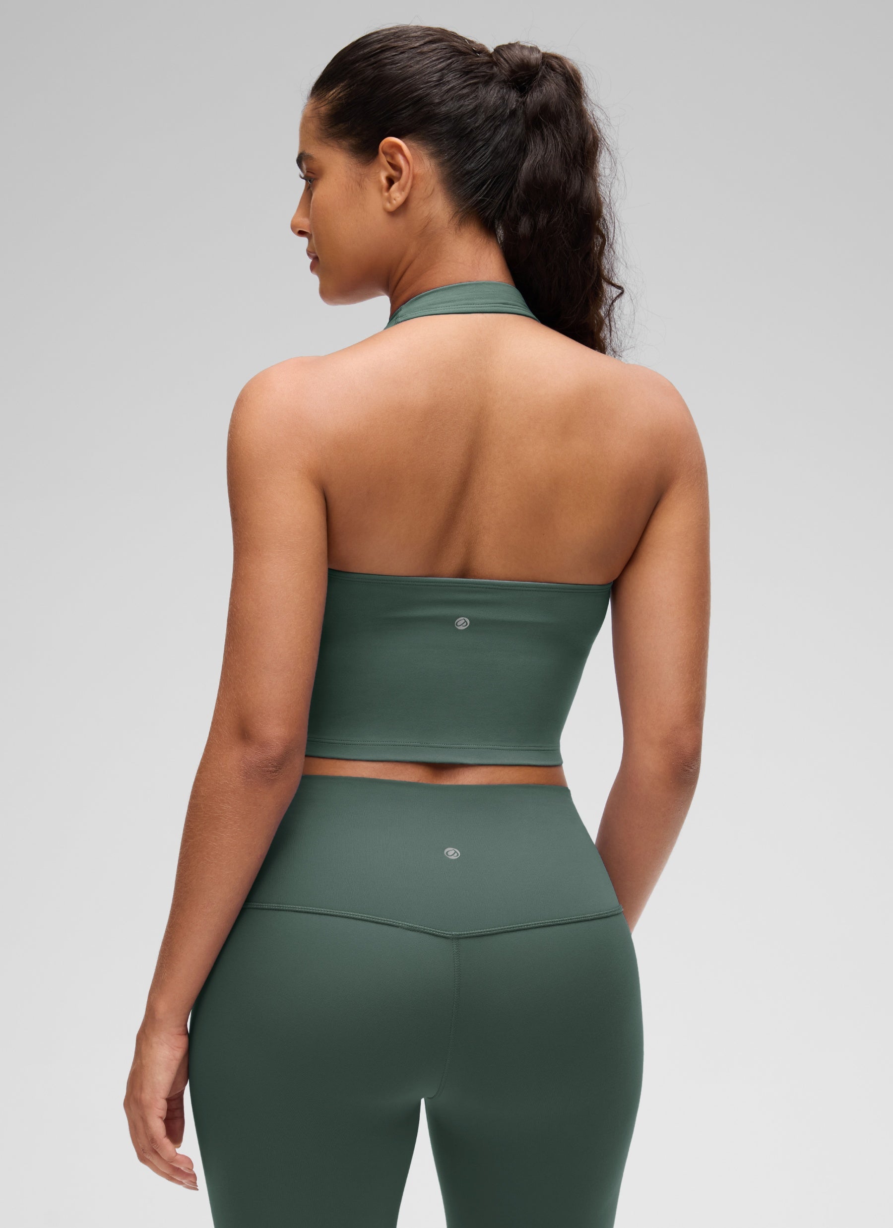 CRZ YOGA Camisetas sin Mangas con Cuello Halter y Tirantes Finos Verde Bosque Oscuro