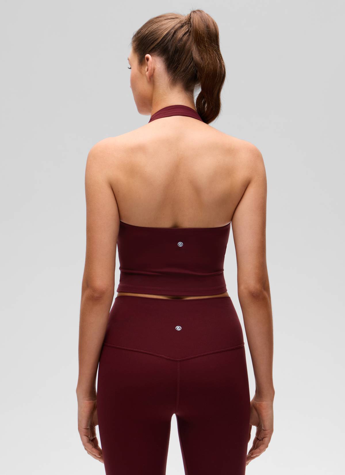 CRZ YOGA Camisetas sin Mangas con Cuello Halter y Tirantes Finos Merlot Rojo