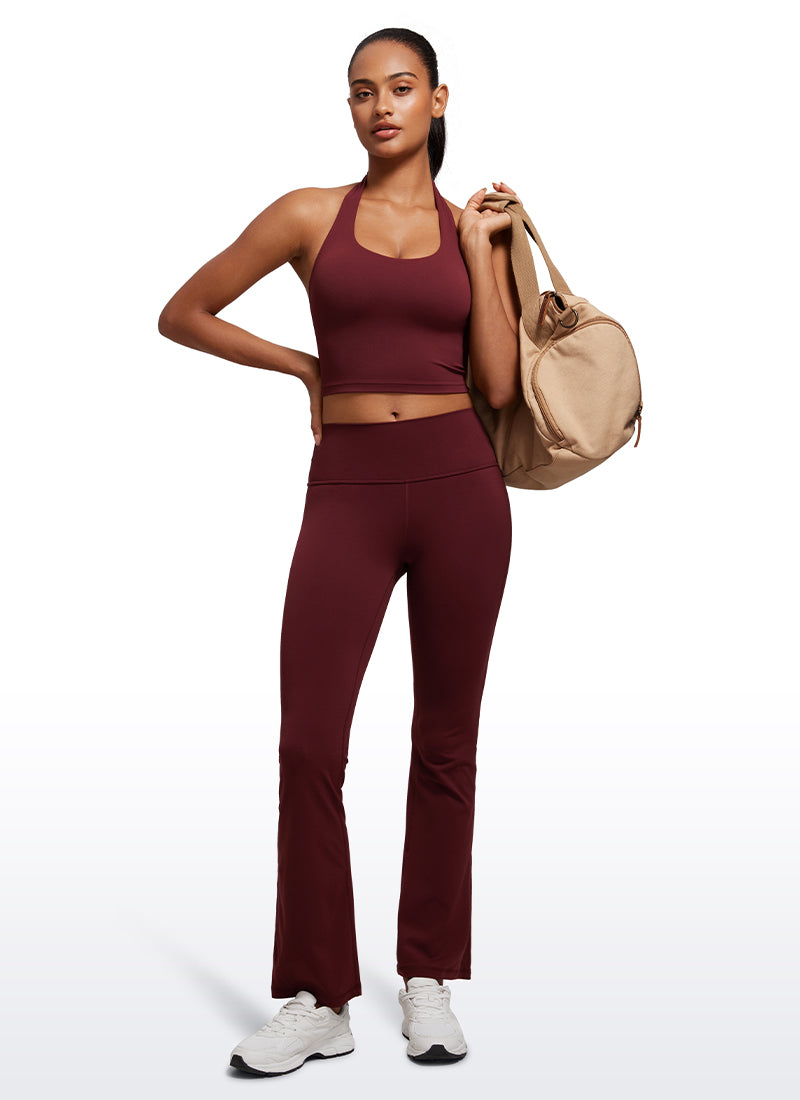 CRZ YOGA Camisetas sin Mangas con Cuello Halter y Tirantes Finos Merlot Rojo