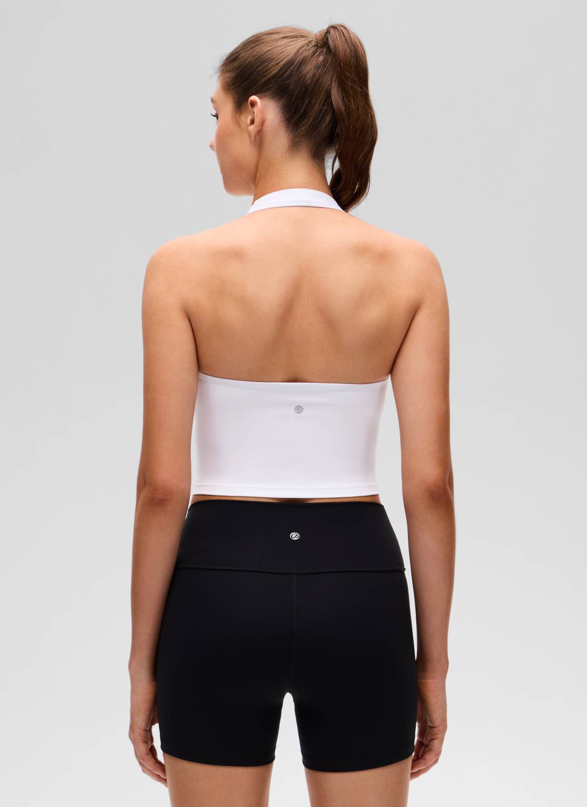 CRZ YOGA Camisetas sin Mangas con Cuello Halter y Tirantes Finos blanco