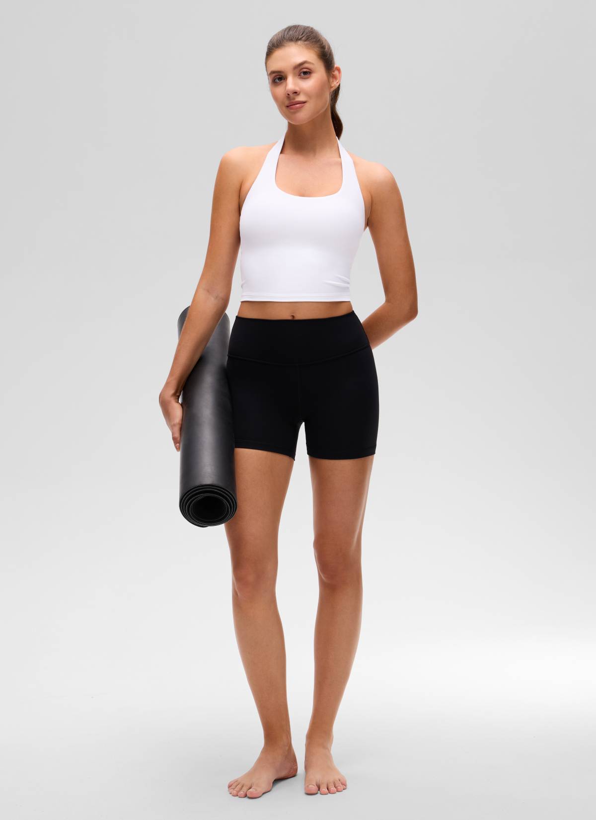 CRZ YOGA Camisetas sin Mangas con Cuello Halter y Tirantes Finos blanco