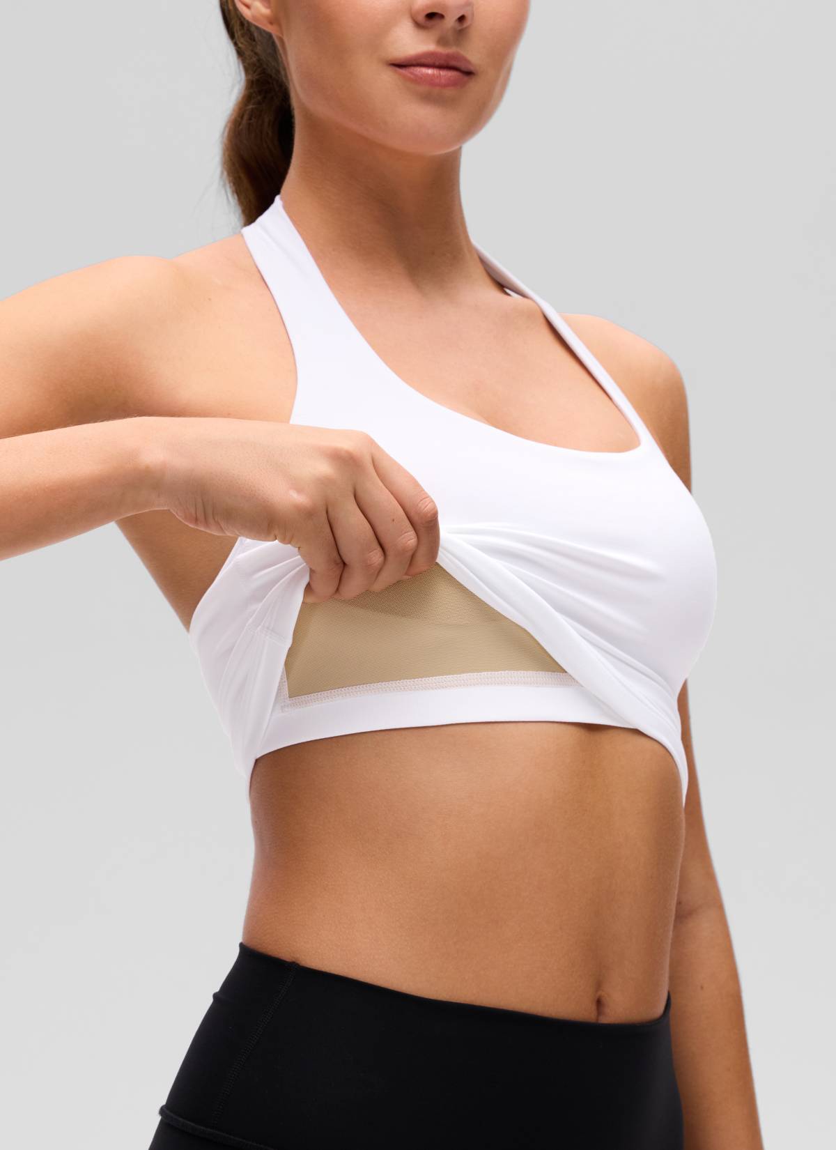 CRZ YOGA Camisetas sin Mangas con Cuello Halter y Tirantes Finos blanco