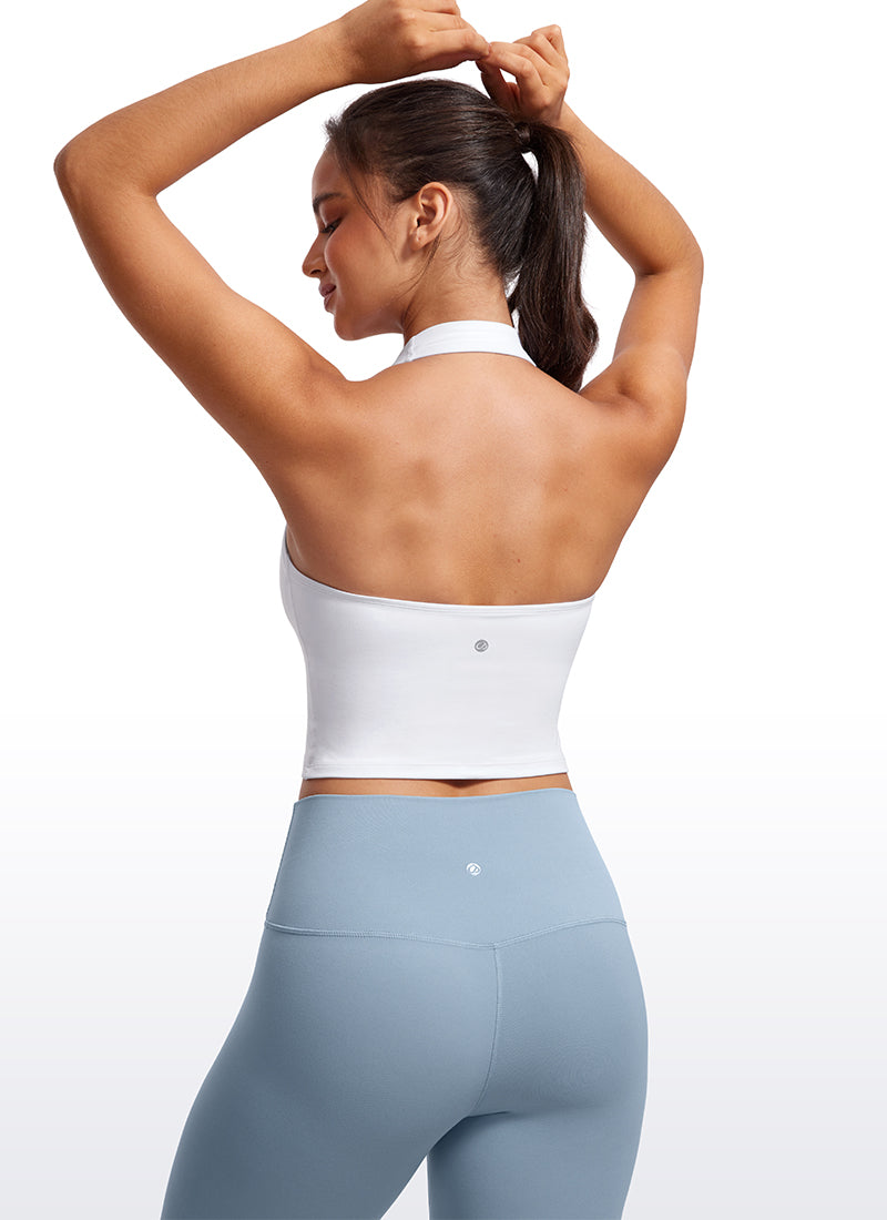 CRZ YOGA Camisetas sin Mangas con Cuello Halter y Tirantes Finos para Mujer Negro