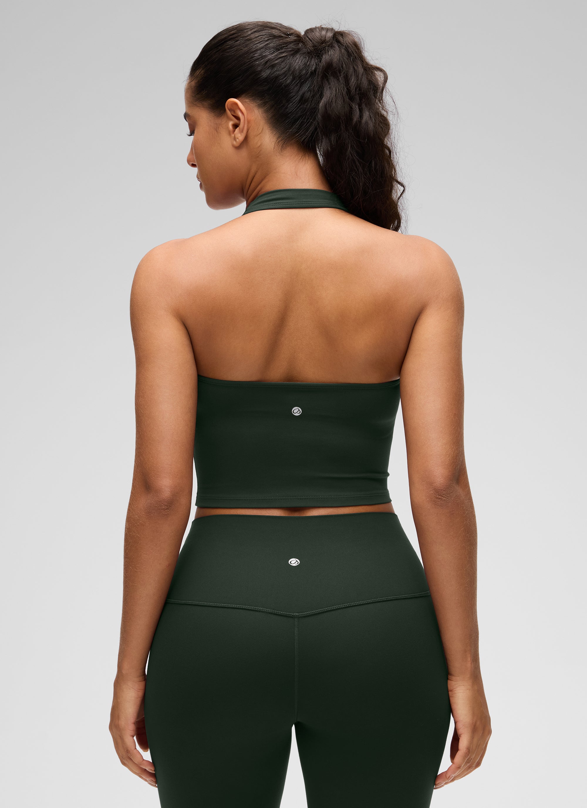 CRZ YOGA Camisetas sin Mangas con Cuello Halter y Tirantes Finos Leyenda Verde