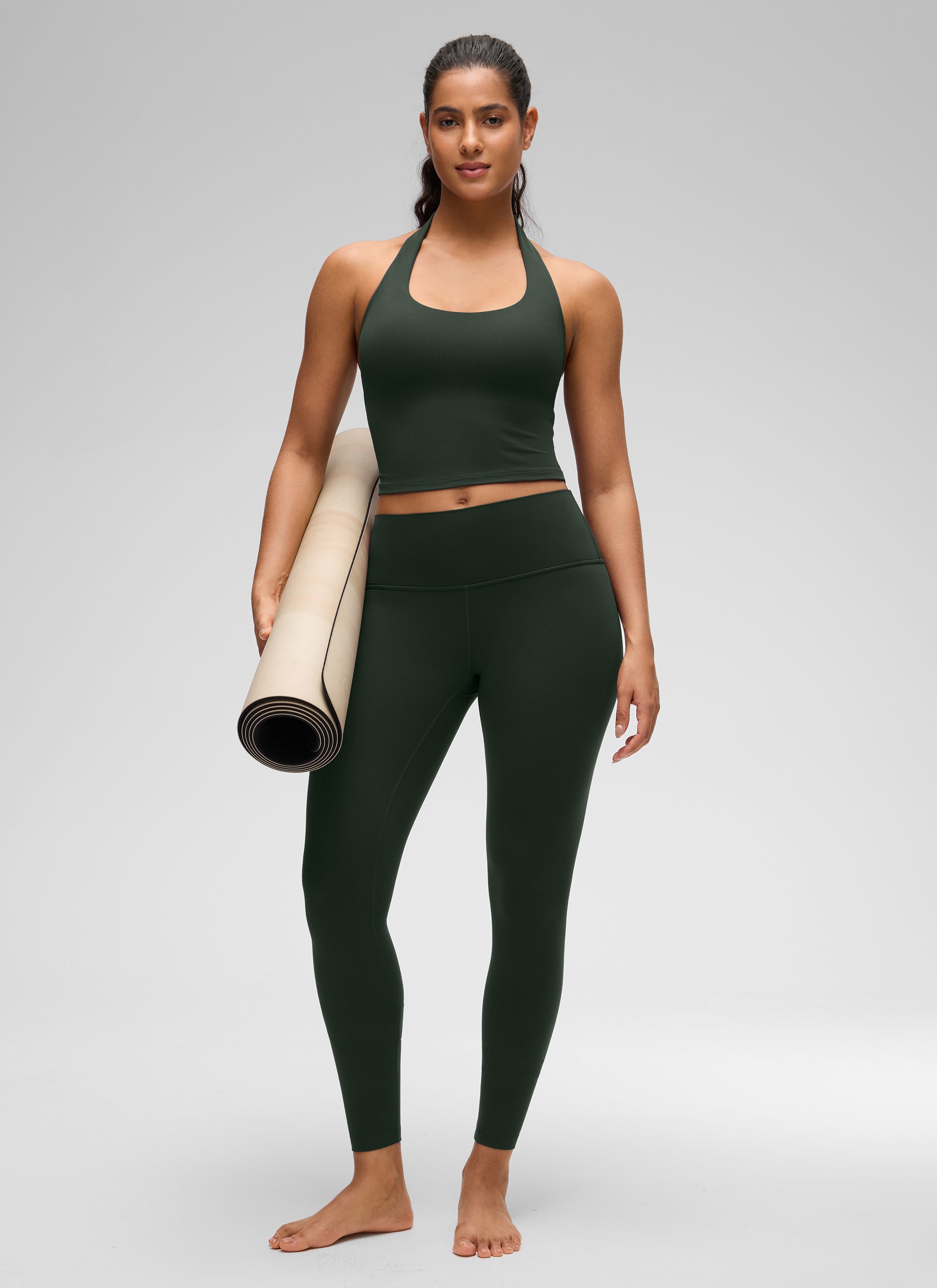 CRZ YOGA Camisetas sin Mangas con Cuello Halter y Tirantes Finos Leyenda Verde